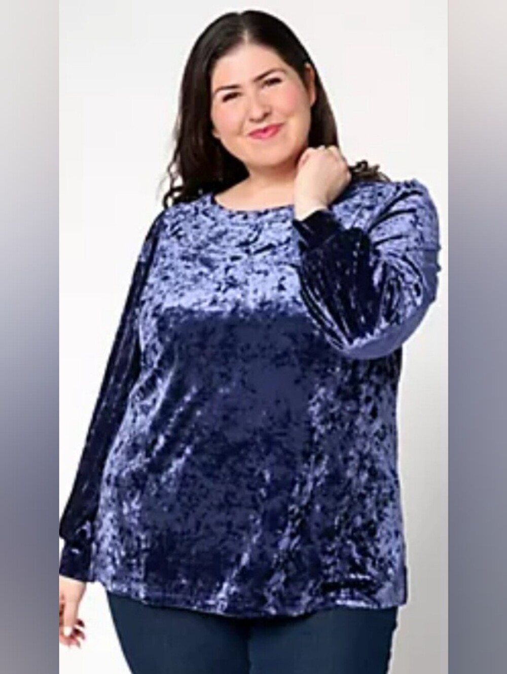 Crushed Velvet Blouson Sleeve Top New 2X